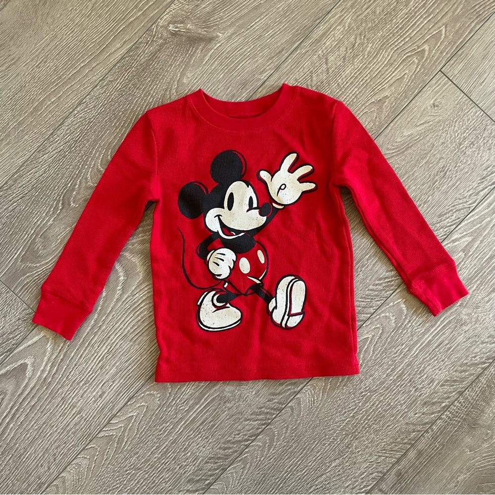Disney Mickey Mouse Bright Red Sweat Shirt Toddler boy 3T sweater